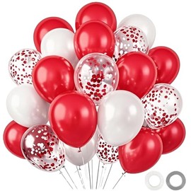 Graduation Party Decorations Red White/Red White Graduation Decorations Class of 2025,Red White Silver Confetti Balloons/Engagement Christmas Valentine's Day Birthday Party Decor