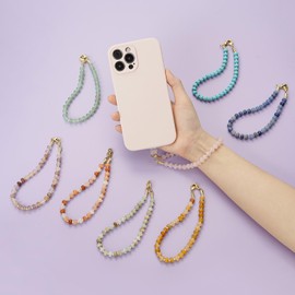 MORSUNBELA Phone Chain Beads Beaded Hand Wrist Strap Lanyard Phone Charm Bracelet Universal Phone Chain Lanyard