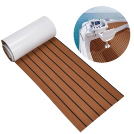 ACOWAY EVA Foam Flooring Decking Sheet 16''x94'' - Brown with Black Lines - Non-Slip Carpet with Stylish Row Design - Durable and Comfortable for Boats - Soft & Waterproof