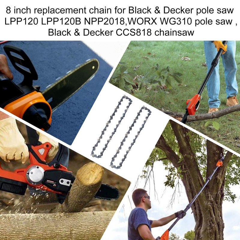 AAAQQ 2PCS 8'' Polesaw Chain for Black & Decker LPP120