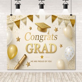 Graduation Backdrop Class of 2025 10x8ft Soft Gold Congrats Grad Backdrops for Photography Bachelor Cap Prom Party Decorations Background Photo Booth Banner
