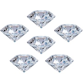 Qf Pack of 6 Clear Crystal Diamond Glass Jewels Home Decor, Wedding Table Decoration, Glass Paperweight 50mm (2in), 6pcs-Clear (50mm2in)