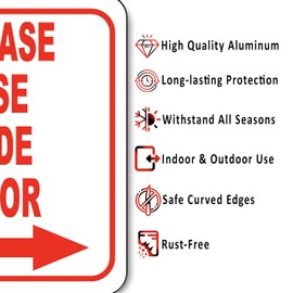 Please Use Side Door - Outdoor Aluminum Sign - Right Arrow - Home or Office Sign - 8.5" X 10"