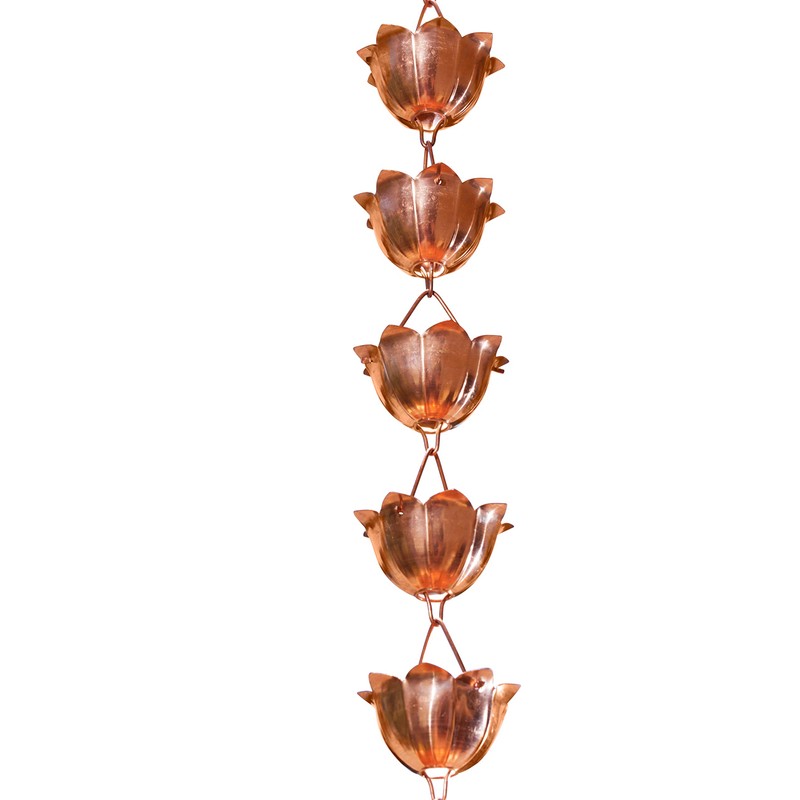 Monarch Rain Chains Pure Copper Lotus Cup Rain Chain Extension,