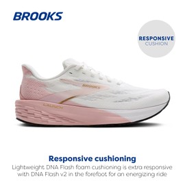 Brooks Women’s Launch 11 Neutral Running Shoe - White/Gold/Pink - 10 Medium