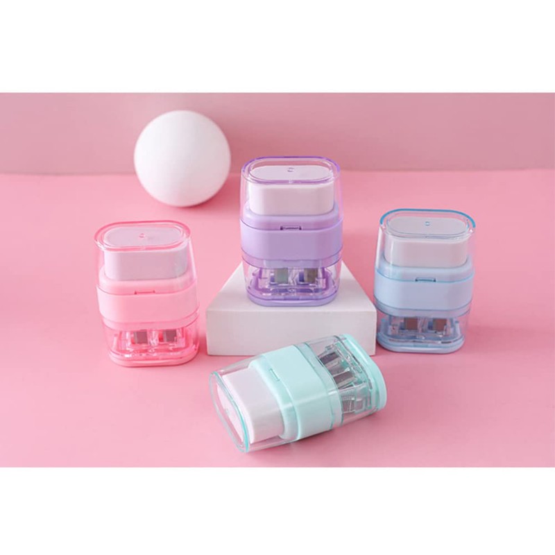 4 PCS Manual Pencil Sharpener with Eraser, Double Hole Multicolored