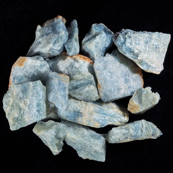 Aquamarine Rough Stone - Raw Stones and Crystals Bulk for Tumbling, Jewelry Making, Cabbing, Lapidary, Fountain Rocks, Decoration, Polishing, Wire Wrapping, Gem Mining, Reiki Crystal 1 LB