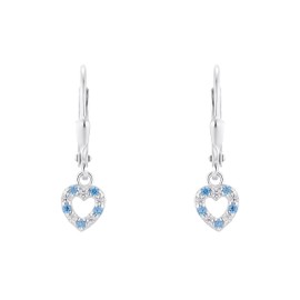 Prinzessin Lillifee Earrings 925 Sterling Silver Girls Children's Earrings with Synthetic Zirconia 2.1 cm Heart Comes in Jewellery Gift Box, Sterling Silver, Cubic Zirconia