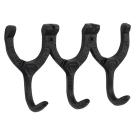 Woodside Cast Iron Wall Mounted Triple Horseshoe Hook Coat/Hat/Key Rack, Decorative Rustic Antique Style Horse Shoe, Home Accessories