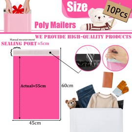 10p 45x60cm Hot Pink Vinted Postage Bags Mailing Bags for Clothes,Mailing Poly Postal Self Seal Bags,Large Parcel Shipping Bags Strong Packaging Bag Delivery Bags Plastic Envelopes for Posting Clothes