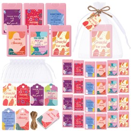 Frienda 24 Set Mini Hand Sanitizer Spray Travel Size Bulk Christmas Appreciation Hand Sanitizer Gifts with Thank You Card Bag Pocket Spray for Employee Teacher Xmas Stocking Stuffer(Pink,Pocket)
