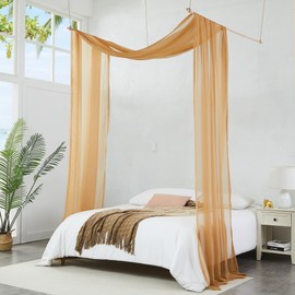 Warm Home Designs Cortinas con Dosel de Cama Color Caramelo Dorado en Tamaño de 140 cm x 549 cm. Las Cortinas Funcionan como Dosel para Niños o para Mejorar la Decoración de la Cama. BC Gold 216"