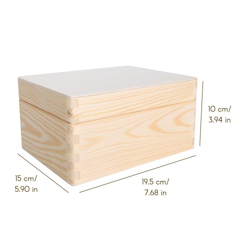 Creative Deco Wooden Box with Lid, 19.5 x 15 x