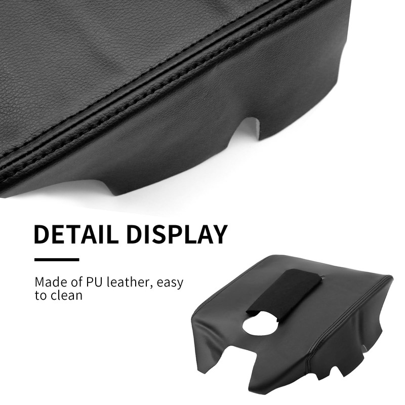 Hoypeyfiy Black Center Console Leather Armrest Cover, Replacement for Chevy