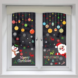 150 PCS Christmas Window Clings Santa Claus Snowman Decals for Christmas Party Decorations