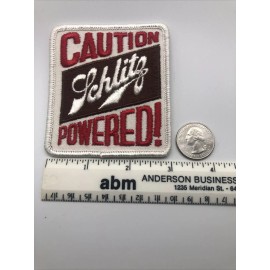 Caution Schlitz Powered Beer Vintage Patch NOS 70s  Funny Rat Hot Rod Muscle Car