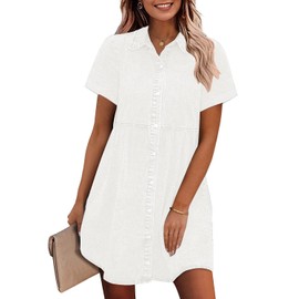 GRAPENT Bridal Shower Dresses for Guest Sun Dresses Women Summer Short Womens Fall Clothes Trendy White Cocktail Dress for Women White Dresses for Women Color Brilliant White Size Small Size 4 Size 6