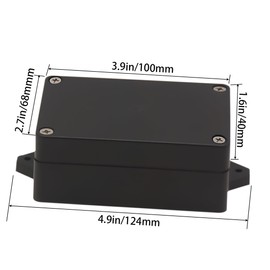 Zulkit Junction Box ABS Plastic Dustproof Waterproof IP65 Universal Electrical Boxes Project Enclosure with Fixed Ear Black 3.94 x 2.68 x 1.57 Inch (100 x 68 x 40 mm) (Pack of 1)