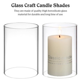 Holibanna Cylinder Vases 2pcs Candle Chimney Glass Candle Holder Open Ended Lamp Shade Hurricanes Candle Sleeve Cylinder Tube Bottomless Candle Cover for Candle Jar 10X7X7CM