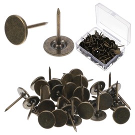 100PCS Bronze Upholstery Thumb Tacks for Wall, 0.71 Inch Carpet Tack Heavy Duty Push Pins Flat Head, Vintage Decorative Wall Tacks Nails for Office Home Furniture Decor Fabric Wooden Photo