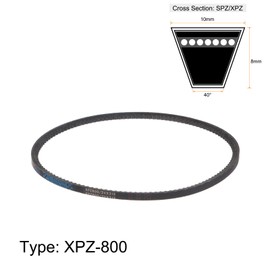 sourcing map XPZ-800 V-Belts Drive Belt 800mm Pitch Girth 10mm Width 8mm Height Rubber for Power Transmission