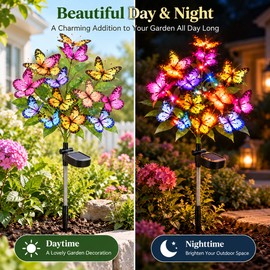2-Pack Solar LED Butterfly Flower Lights for Garden Decor – Colorful Decorative Lawn Lighting for Yard, Patio & Outdoor Landscapes