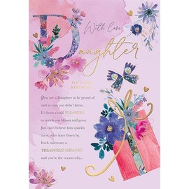 Words and Wishes Birthday Card for Daughter, Purple Floral Design with Rose Gold Foil, With Love Message
