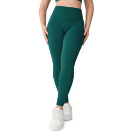 UNISSU Hugcurve No Front Seam High Waisted Workout Leggings for Women Buttery Soft Yoga Pants Gym Athletic Tights - 25'' Evergreens Small