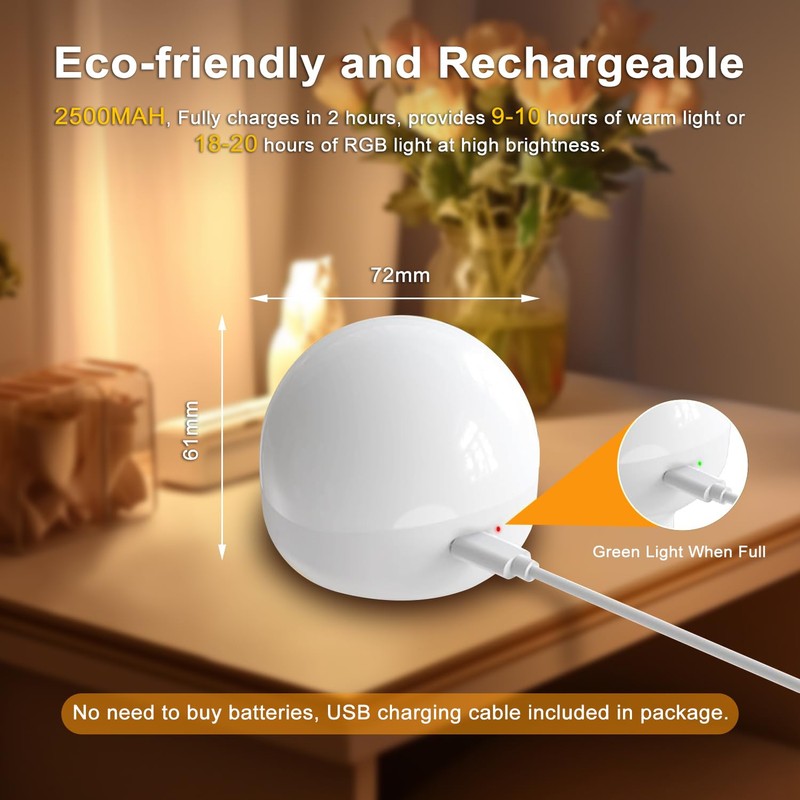 HISTAR Rechargeable Light Bulbs, 2500mAh Wireless Battery Operated Light Bulb