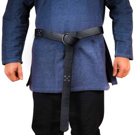 Popeoiuh Medieval Viking Belts - Celtic Knot Embossed PU Leather O Ring Knight Rivets Belt Retro Renaissance Cosplay Costume Accessory Patry