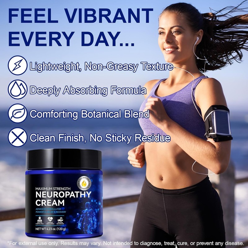 Neuropathy Cream for Feet, Legs & Hands – Lightweight, Plant-Based