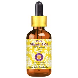 Deve Herbes Pure Vitamin E Oil with Glass Dropper Natural Therapeutic Grade 100ml (3.38 oz)