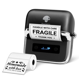 Phomemo M250 Label Printer, 3 Inch Bluetooth Labeling Device, Thermal Barcode Printer for Retail, Office, Label Printer Compatible with Phones & PC, Print Size 20-75 mm, Black