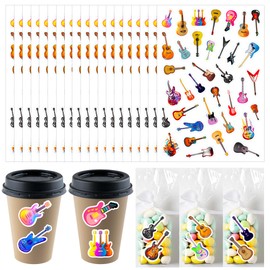 OriniPlay 864 PCS Guitar Theme Stickers Suitable for Music Birthday 80s 90s Musician Rock and Roll Party Supplies Label Sticker