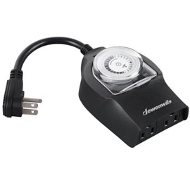 DEWENWILS Outdoor Timer Waterproof, 24-Hour Plug in Mechanical Outlet Timer,Heavy Duty Programmable Timer Switch with 2 Grounded Outlets for Fountain Garden Holiday Light, 15A 1/2HP UL Listed