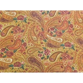SLP Fabrics Hacci Brushed Fabric-Mustard Red Green Paisleys-HSPR0
