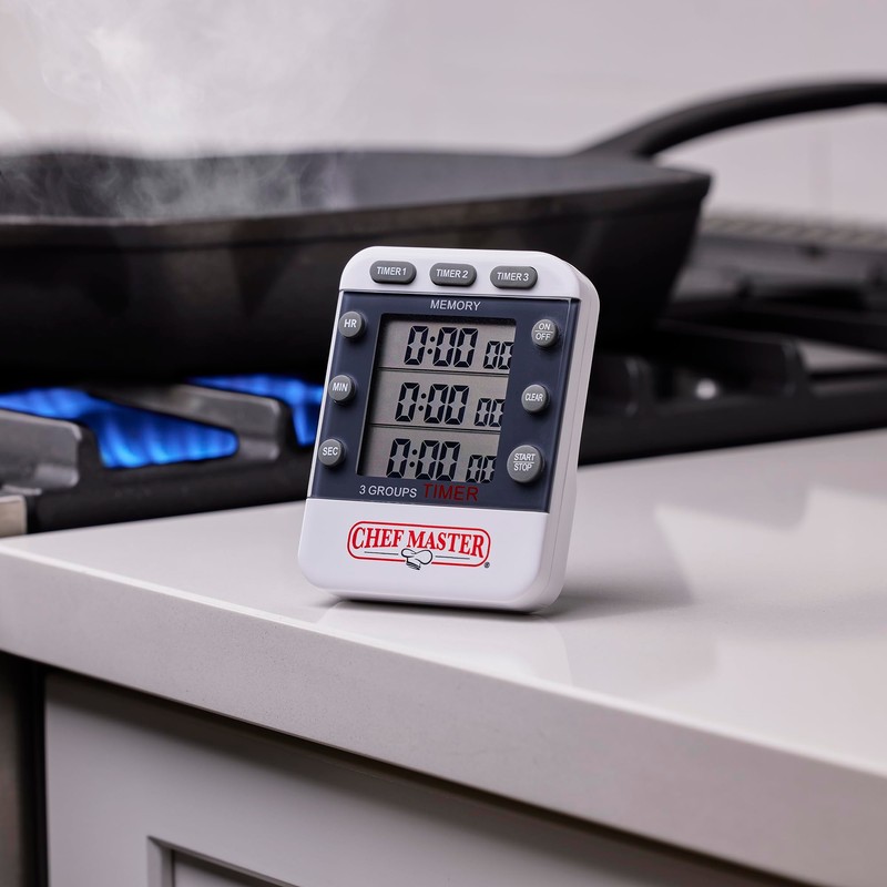 3-Channel Digital Timer by Chef Master, Triple Channel Count Up/Down