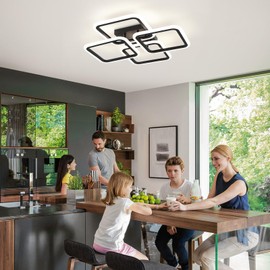 HLILCEH 23.6inch Modern LED Ceiling Light 50W Dimmable Ceiling Lamp with Remote Control Square LED Flush Mount Ceiling Light Dining Room, Living Room, Kitchen, Bedroom, Office