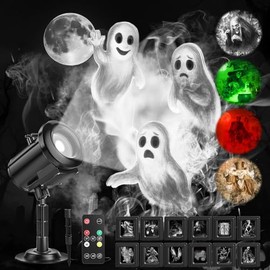 Proyector de Halloween 12 en 1 para exteriores, luz de decoración dinámica 3D, 4 colores, proyector de miedo impermeable con esqueleto, fantasma, cala