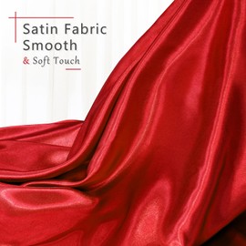 Entisn Red Satin Fabric by The Yard, Silky Fabric 60 Inch Charmeuse Satin Fabric, Soft Cloth Fabric for Wedding Decor, DIY Crafts, Napkins, Bridal Dress, Sewing(5 Yards)
