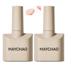 MAYCHAO Gel Base Coat and Nail Glue Set, 2 Pcs 15ml Clear Glossy No Wipe Combination for UV Light Cure Gel Nail Polish