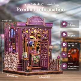 Fsolis Book Nook Kit, DIY Miniature House Kit for Adults Mini House Tiny Home Kit Bookshelf Decor Gift for Women Teenagers Craft Lovers (The Astrology Bookshop)