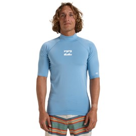 Billabong Short Sleeve Rash Vest WAVES ALL DAY SS Young Mens Blue S