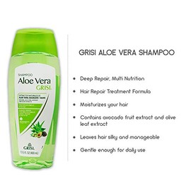 Aloe Vera Grisi Shampoo| Moisturizing Shampoo with Aloe Vera Extract, Paraben Free Hair Product for Soft and Shiny Hair; 13.5 Fl Ounces