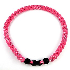 MapofBeauty 18" Sport Style Single Color Fashion Three Braided Rope Tornado Necklace (Pink)