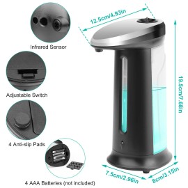16.9OZ Anti-Slip Sensor Automatic Desktop Dispenser 2 Drop Volume Adjustable Hand Gel Liquid Soap Refillable 16.9OZ Anti-SlipColor: Black Color