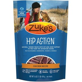 3 Pack Zuke Hip Action Hip & Joint Support Treats for Dogs 3 Flavor: (1) Roasted Beef Recipe, (1) Fresh Peanut Butter Formula, and (1) Roasted Chicken Recipe (16oz Each) with 10ct Wipes