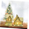 Abaodam 3Pcs Christmas Wooden Light up House Xmas Wooden Village