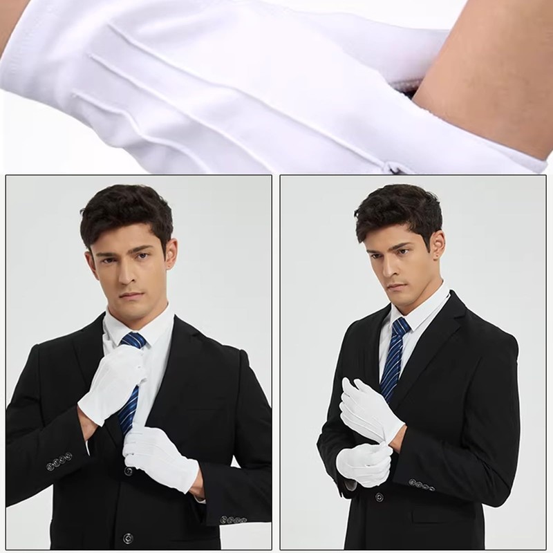 Gatsuno Wave White Gloves, Driver Gloves, Security, Breathable, Elastic, Plain,