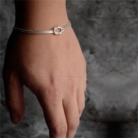 ALRNBY Gold Silver Knot Bracelets for Women Love Matching Infinity Bracelets for Friendship Dainty Snake Hand Chain Adjustable Bracelets for Women Best Friend Stainless Steel Bracelet